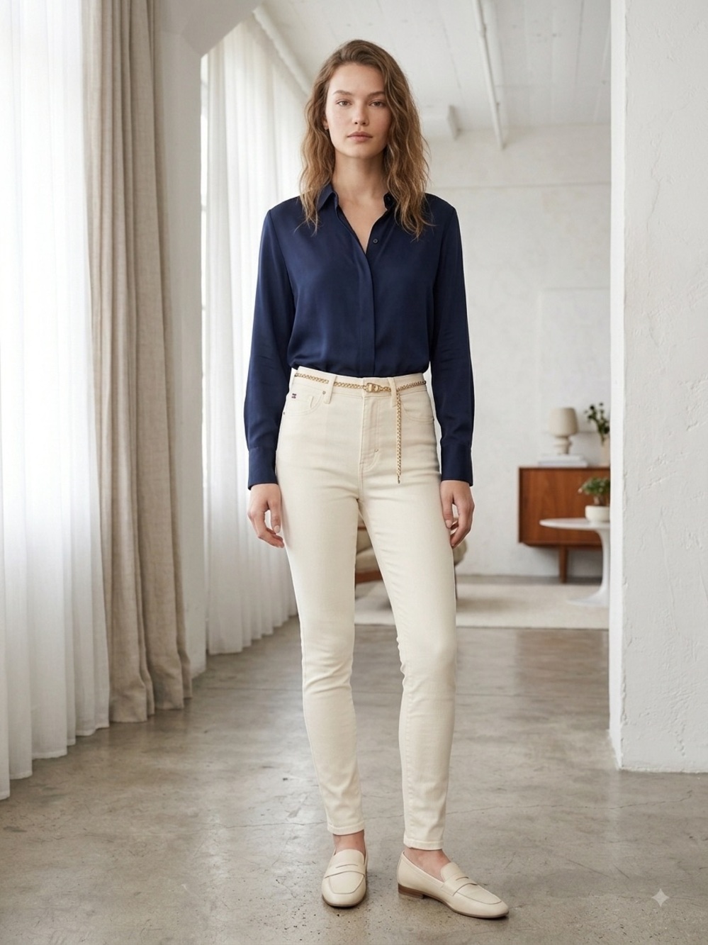Tommy Hilfiger High-Rise Skinny Jeans in Cream